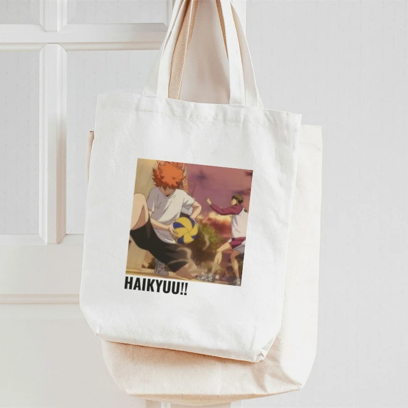 Oya Haikyuu Manga Shoyo Kuroo Bokuto Volleyball Print Women Canvas Tote Bags Printing Eco Bag Cartoon Shopper Shoulder Bags