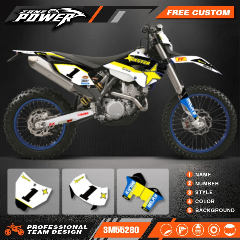 Powerzone Motorcycle Graphics Decals Sticker Kits for HUSABERG FE TE  2013 2014 Background Custom Number Name 2