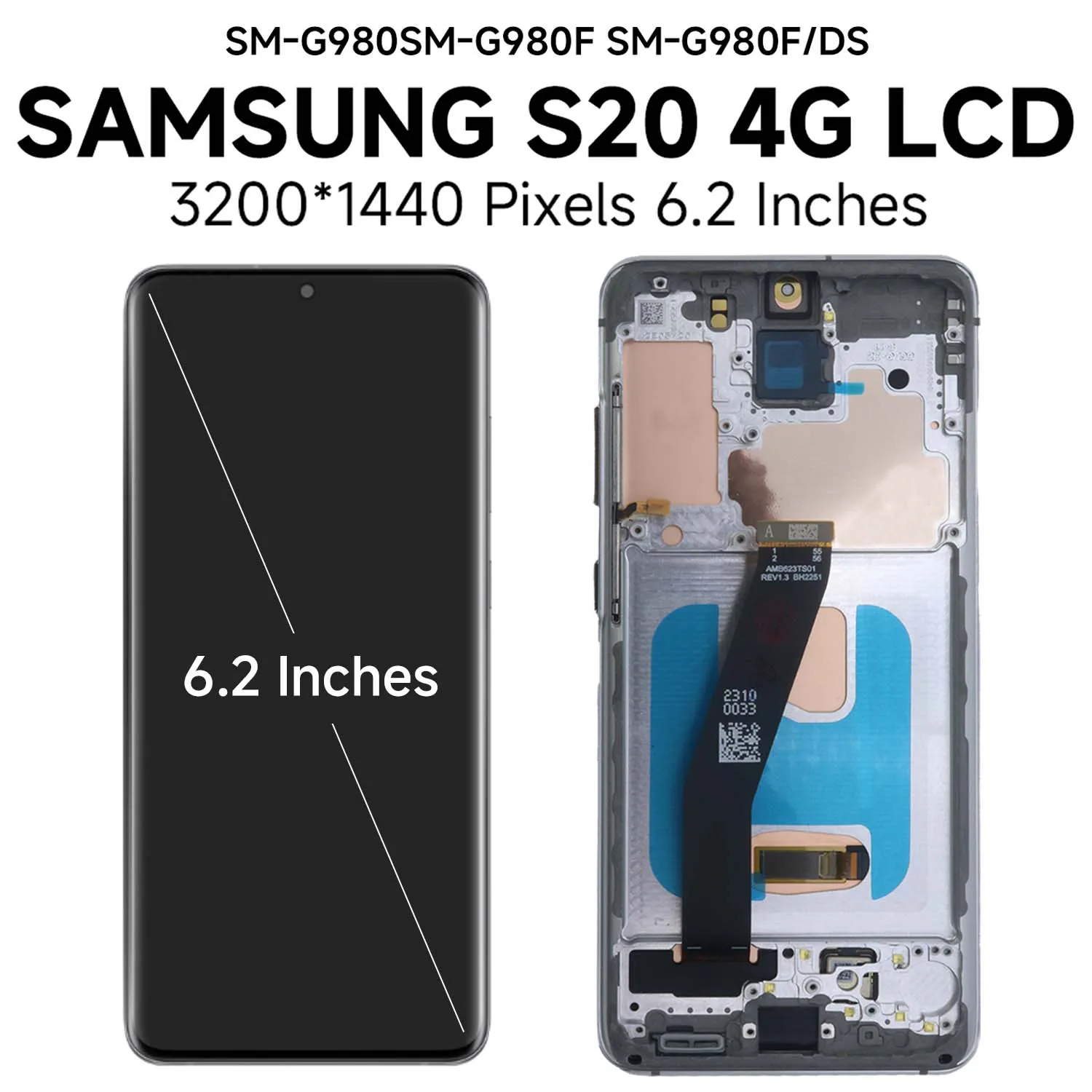 S20 4G 5G For Samsung 6.2\'\'For AMOLED G980 G980F G981 G981F LCD Display Touch Screen Digitizer Assembly Replacement