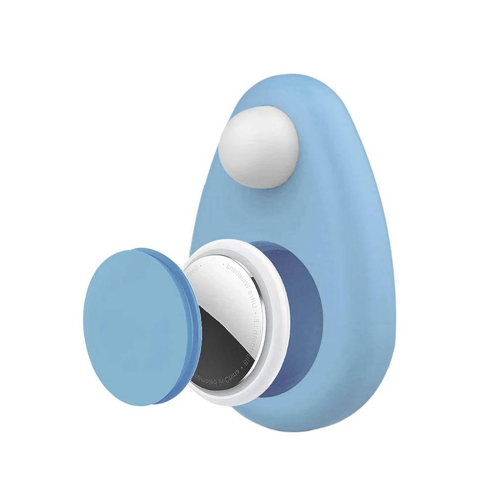 ニューキッズ シリコン防水ホルダー エアタグ隠し GPS トラッカーケース用 安全ピン付き ブルー