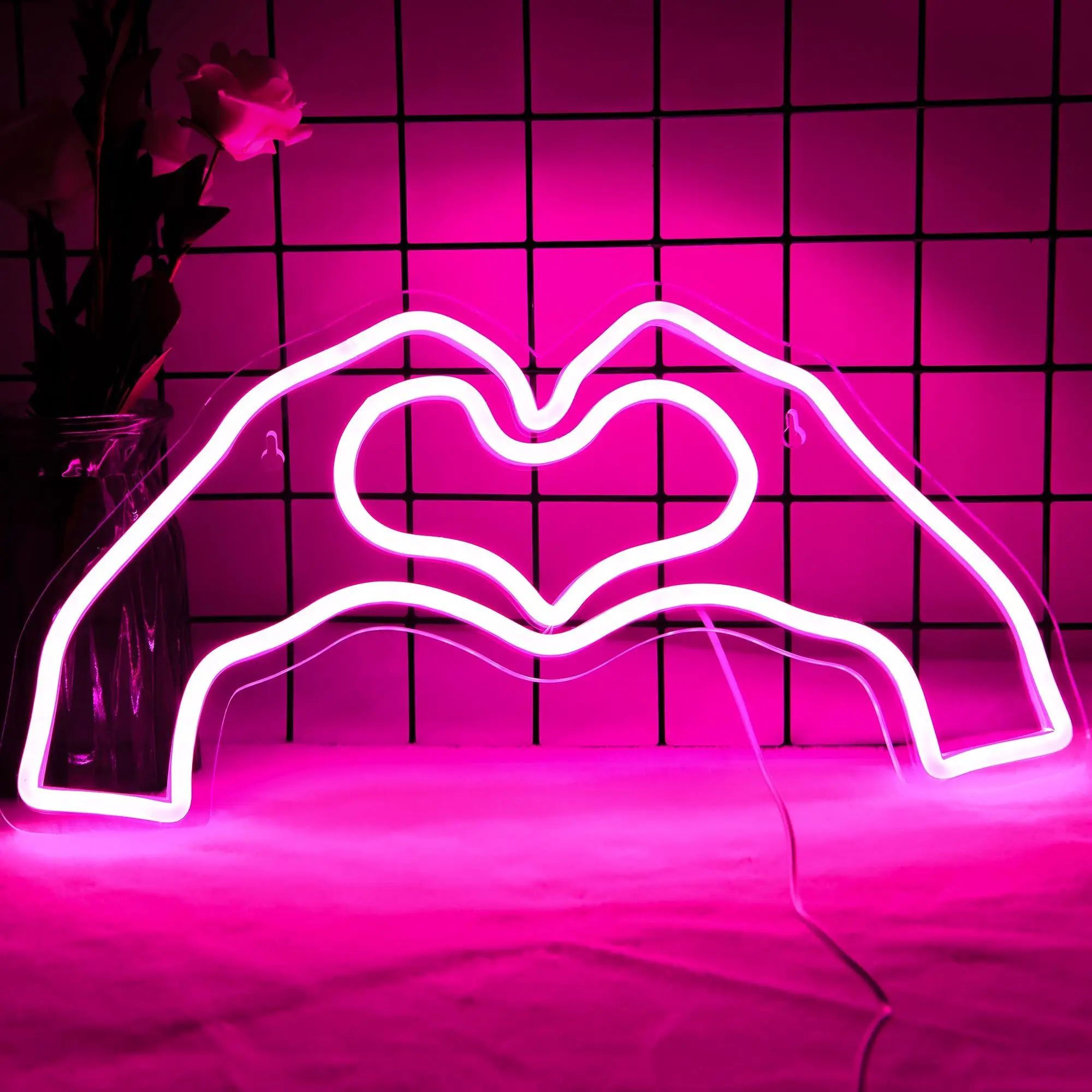 

Heart Gesture Neon Sign USB LED Light Sign Art Wall Decor Girls Room, Shop, Bar, Pub, Party, Wedding Decoration, Birthday Gift