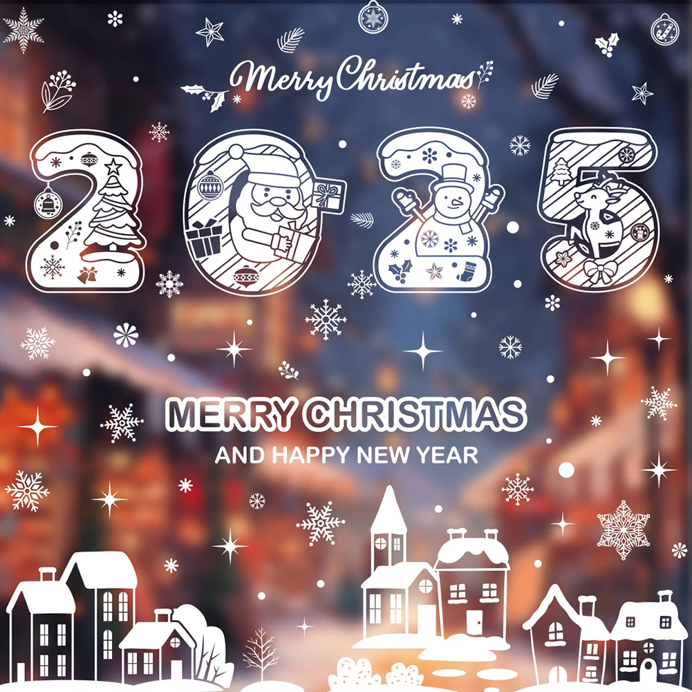 Christmas Celebration 7.87*11.81 Inches 20*30 Cm Christmas Window Decals PVC Static Film New Year Stickers Anti-static Material