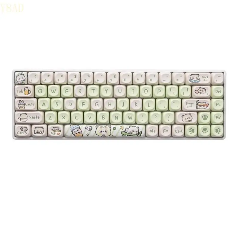 

Y8AD 145Key Milk Green PBT Keycaps Dyes Sub Keycap for 61/87/104 Mechanical Keyboards