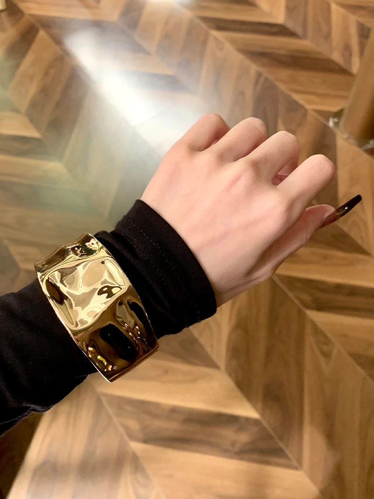 

Массивный широкий металлический браслет, модный, индивидуальный, синий, простой, элегантный, украшение для рук для женщин