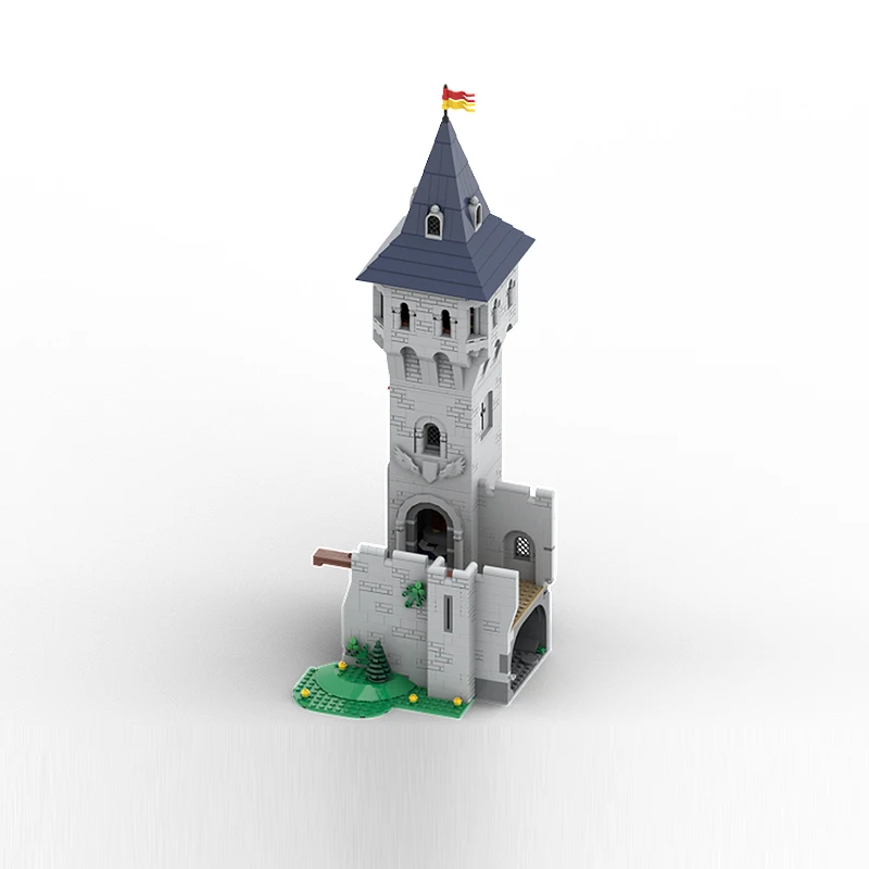 Castillo Medieval modelo MOC, ladrillos de construcción, Castillo de ladrillo de roca, torre, tecnología Modular, regalos, vacaciones, montar, juguetes para niños, traje