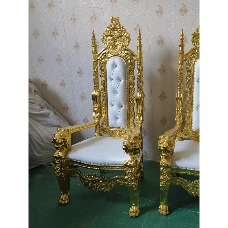 European neoclassical high-backed chair, carved king angel image chair, emperor photography building tiger head wedding single c