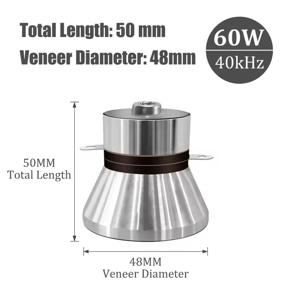 

1pcs 60W 40KHz High Conversion Efficiency Ultrasonic Piezoelectric Transducer Silver Ultrasonic Transducer