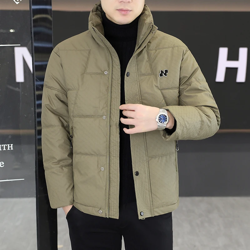 

2025 Winter New Men's Thiened Cotton Jaet down Cotton Coat Stand Collar Anti-Cold Warmth Youth Faion Urban Sle Long S...
