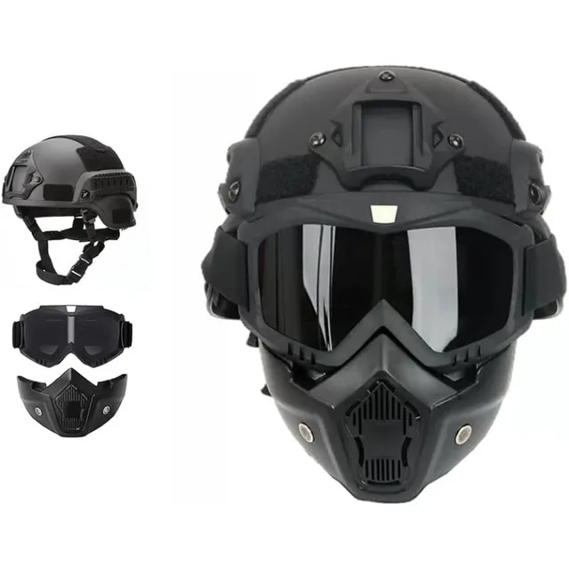 Tactical Full Face Helmet MICH ABS - Detachable Goggles & NVG Bracket for Airsoft CS Outdoor Wargame Protective Gear 6 Tactical Full Face Helmet MICH ABS - Detachable Goggles & NVG Bracket for Airsoft CS Outdoor Wargame Protective Gear 6