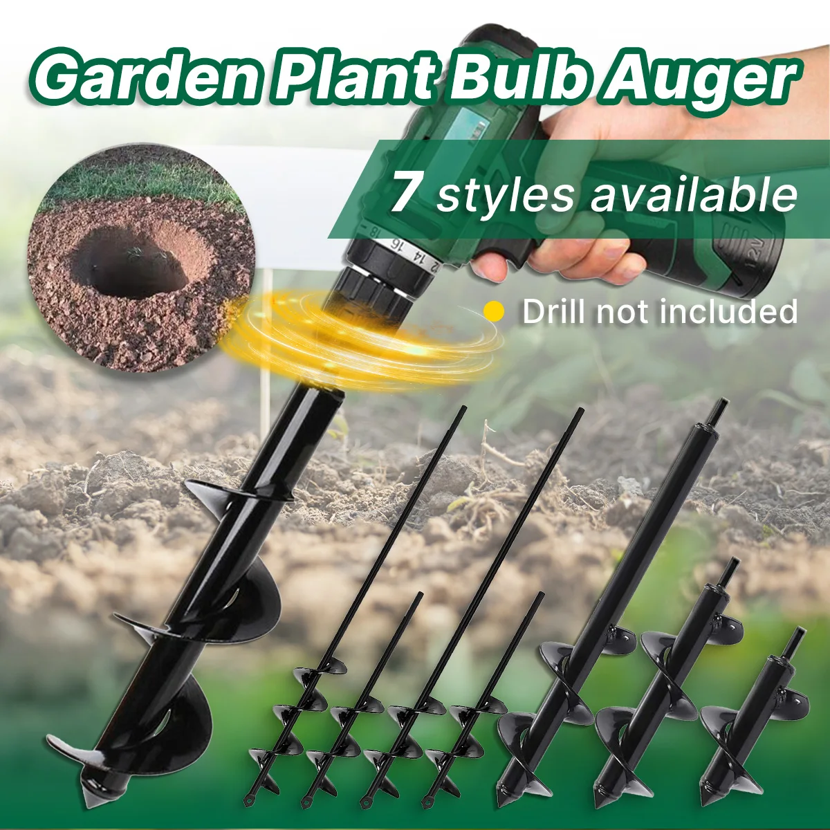 Auger Drill Bit For Planting,Soil Hole Digging Gardening Drill Bit For Tulip Bulb,Vegetables,Suitable For Most Hex Drive Drill