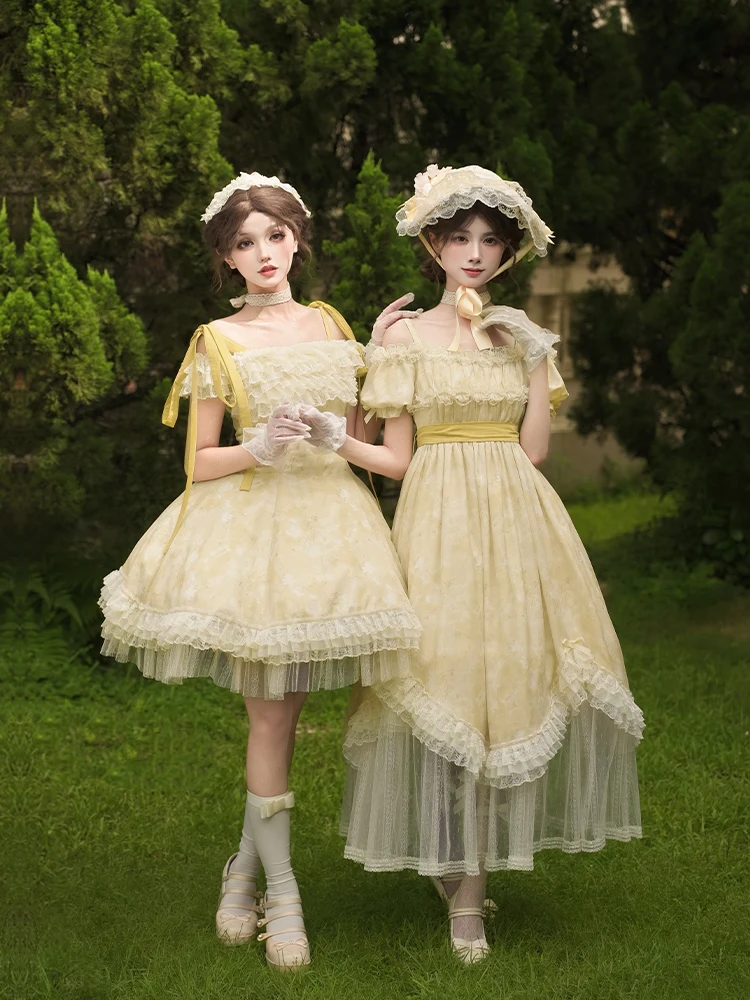 

With Puji's Letter And Poem · Falling Flowers As A Trust Japanese Sweet Girl Dress Kawaii Student Campus Tea Party Dress