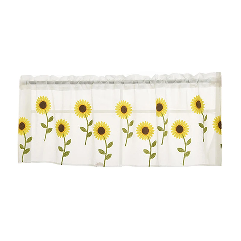 Half-Window Curtains Short Curtains Sheer Fabric Lace Floral Pattern White Kitchen Home Decoration High Light Transmittance