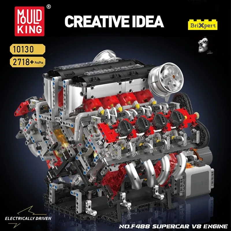 Mould King 10130 F488 Supercar 2718pcs MOC Internal System Advanced Component Assembly Bricks Creative DIY Model Adults Gifts