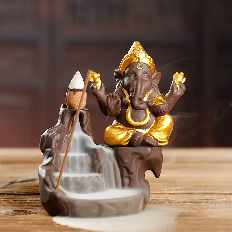 1Pc, Purple Clay Elephant Backflow Incense Burner Home Decor Ornament Incense Stick Holder (Without Incense)