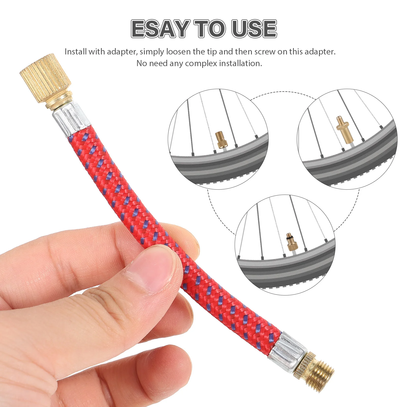 

1 set Bicycle Valve Adapter Kit Extension Tube Air Input Connector For Bike Tire Inflation Compatible With Car Air Pump