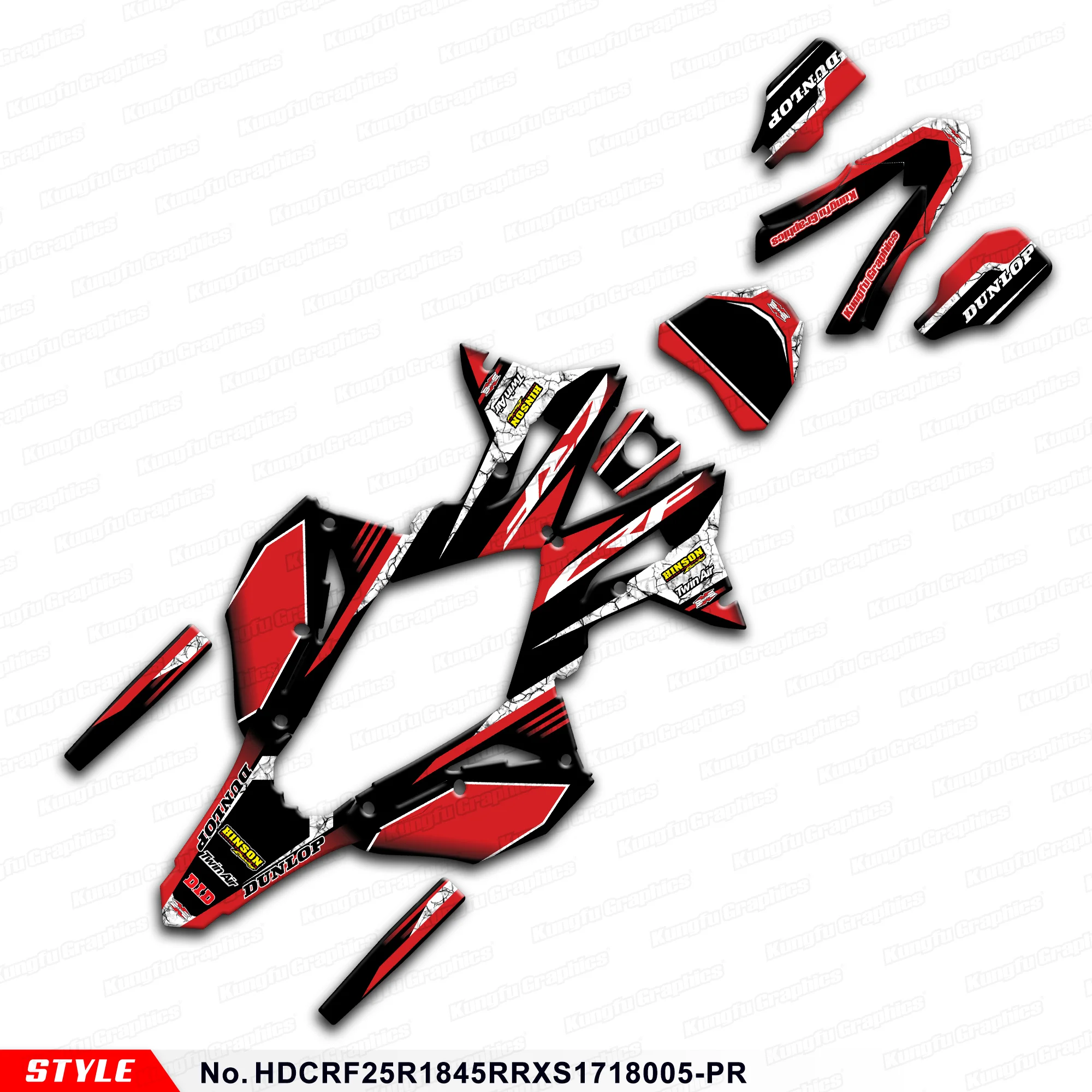 

Motorcycle Decals Vinyl Graphics for Honda CRF250R CRF450R 2017 2018 2019 2020 2021, HDCRF25R1845RRXS1718005-PR