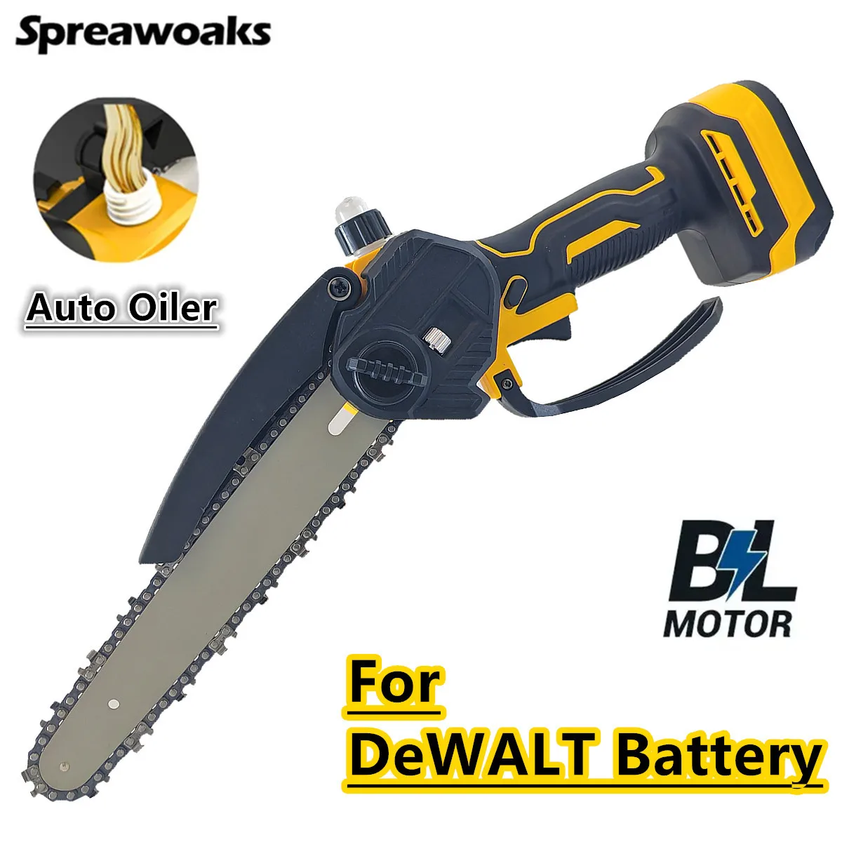 

Brushless 8 Inch Electric Chainsaw Automatic Oiler Cordless Chain Saw Woodworking Pruning Power Tools For Dewalt 18V 20V Battery