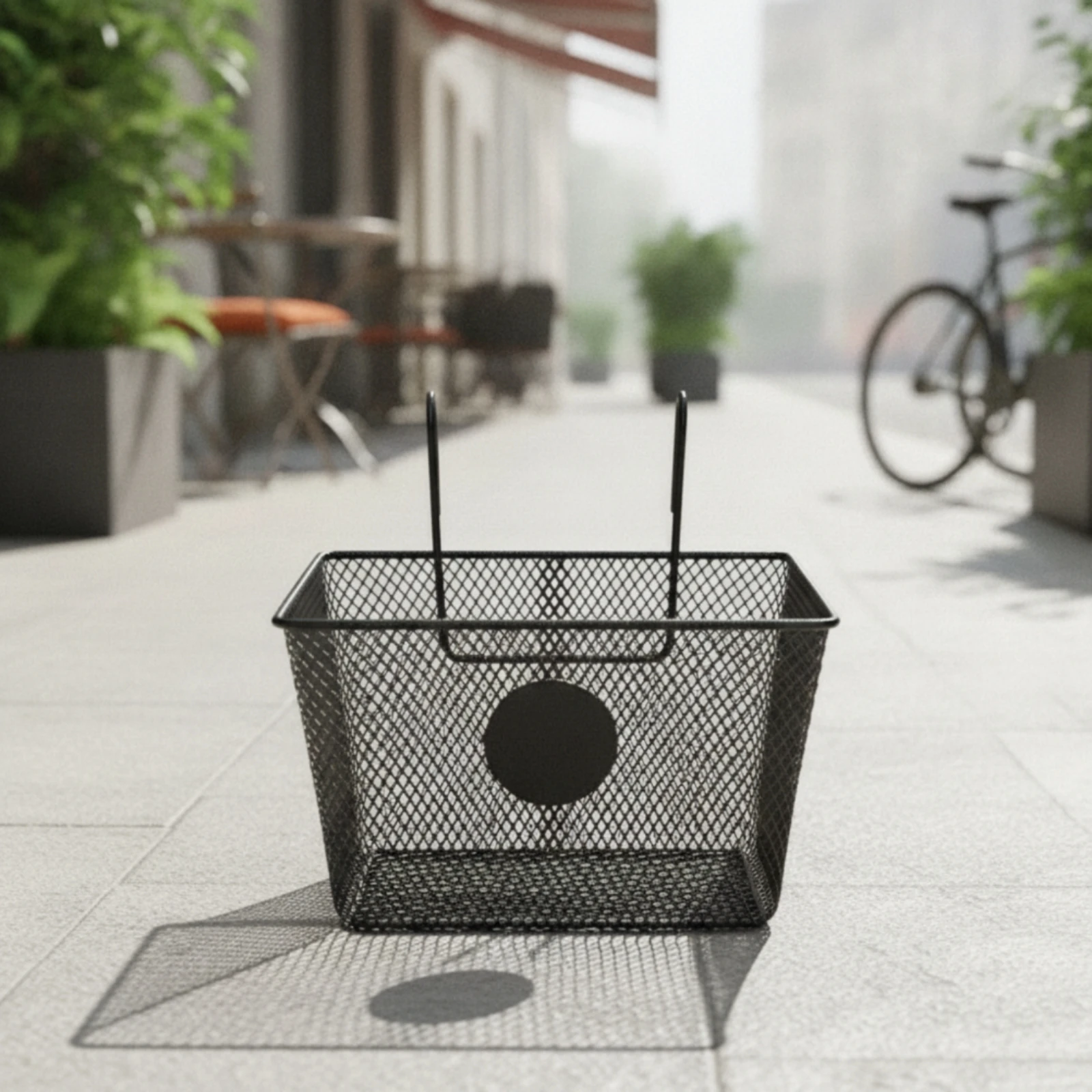 Bike Basket with Hooks Front-mounted Wire Mesh Tapered Design for Convenient Urban Transportation