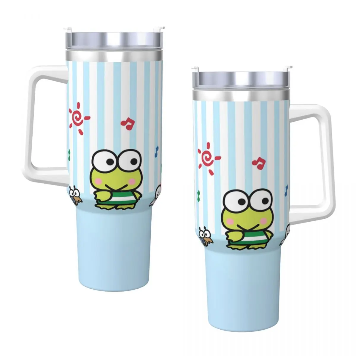 Stainless Steel Tumbler Keroppi Car Mugs With Straws Driving Cold Drink Water Bottle Keep Heat Large Coffee Mug