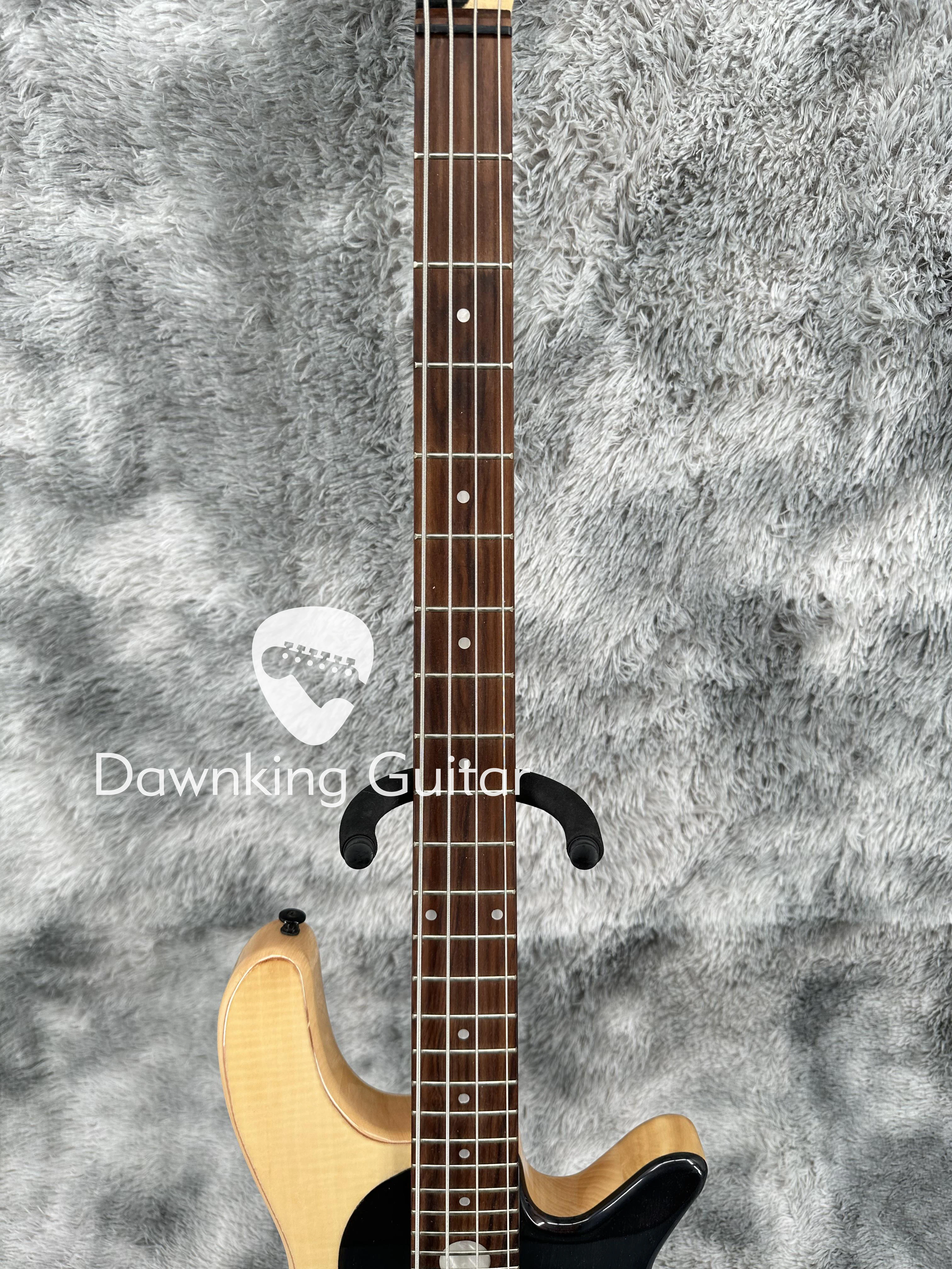 4-string natural wooden electric bass guitar maple wood board in stock, free shipping