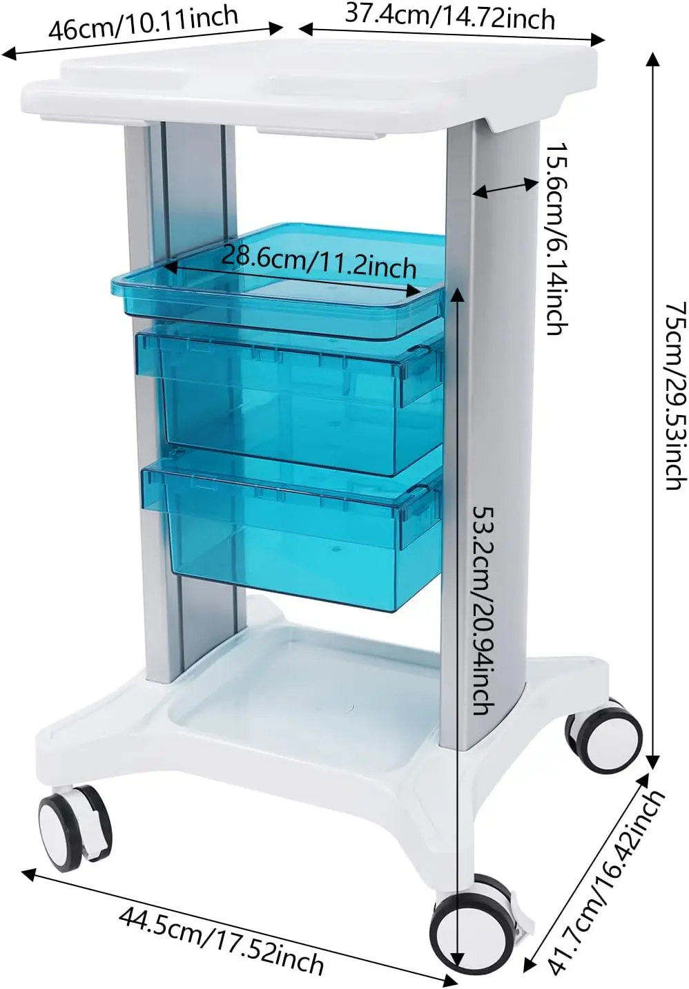 عربة ترولي طبية | عربة المستشفى رولينج لاب مع درجين | عربة المرافق المتنقلة مع عجلات وصينية | صالون التجميل S #4