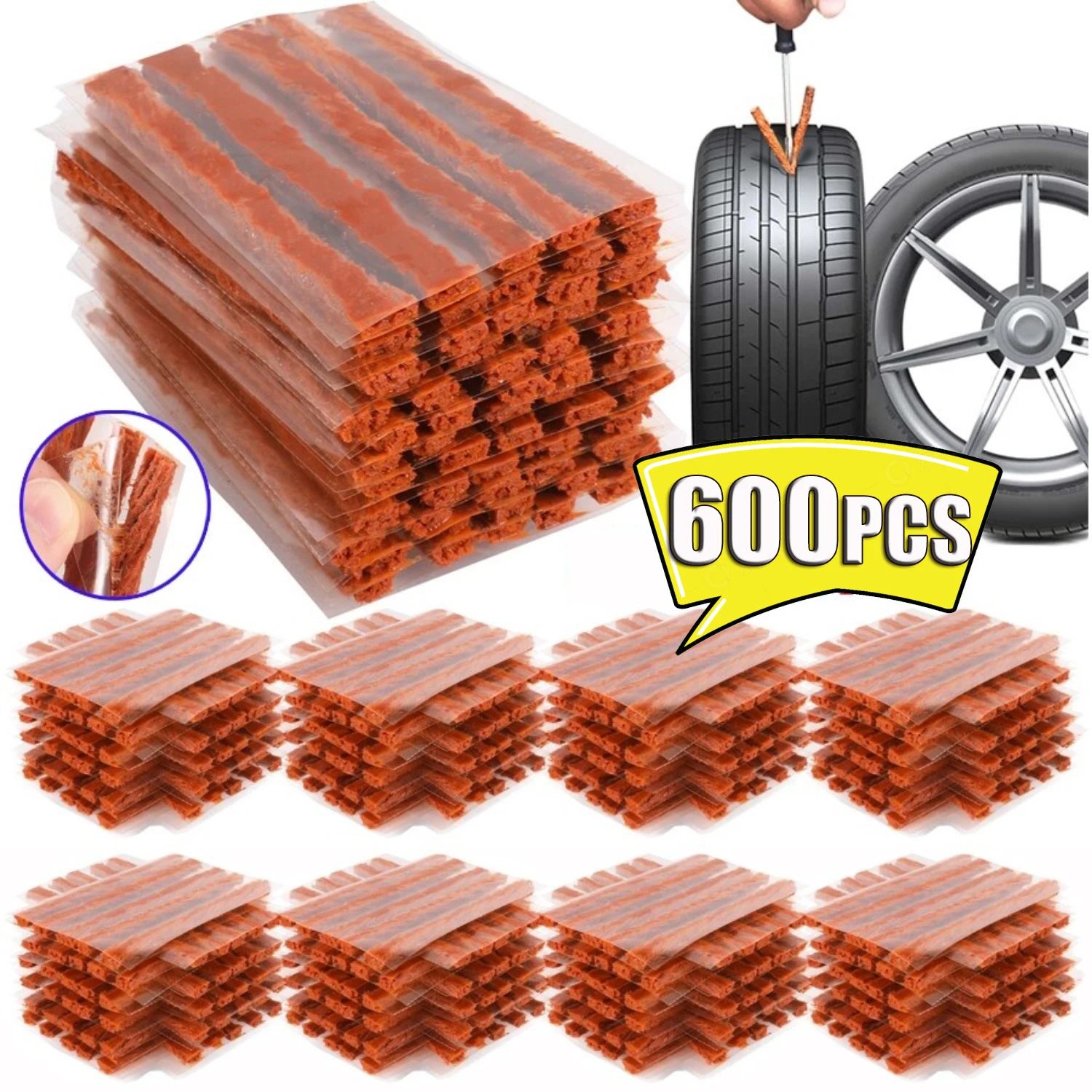 10-600 pçs kit de tiras de reparo de pneus para carro moto bicicleta sem câmara de ar pneu punctura plug vedação tiras de borracha reparação ferramenta acessórios