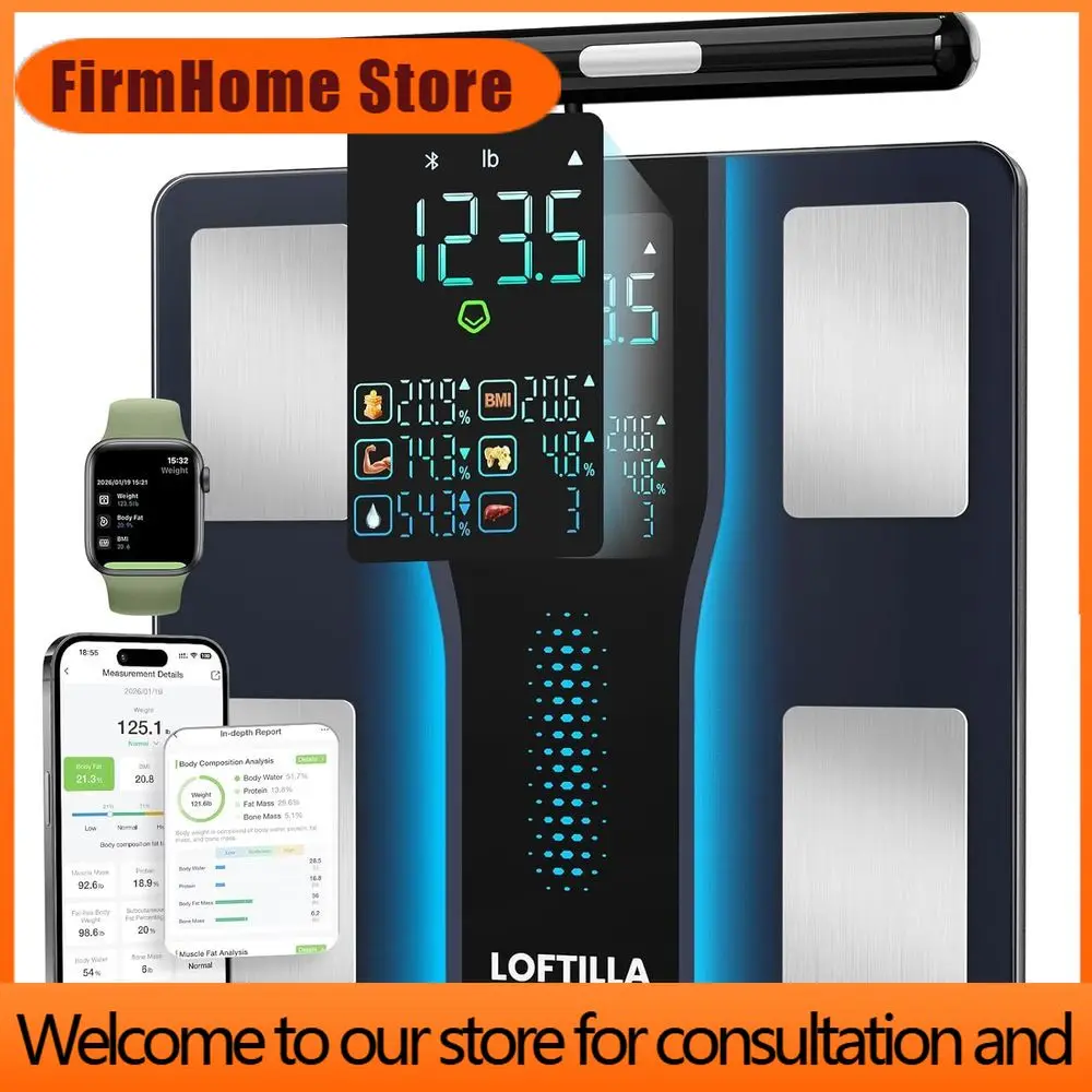 FirmHome StoreBluetooth Body Composition Scale With 8-Electrode, 50+ Metrics, BMI, Muscle Mass, Large LED Display