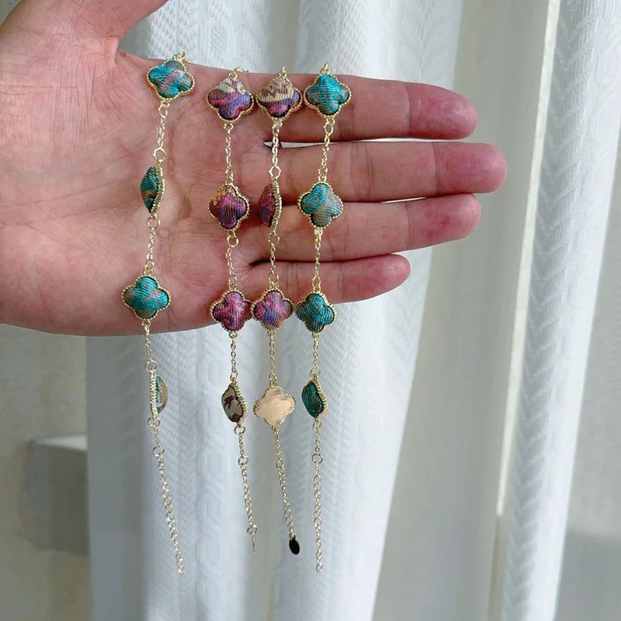 Xiangyun Sha – Bracelet porte-bonheur trèfle à quatre feuilles pour femmes, 100% soie, réglable, Bijoux de luxe pour filles, cadeaux