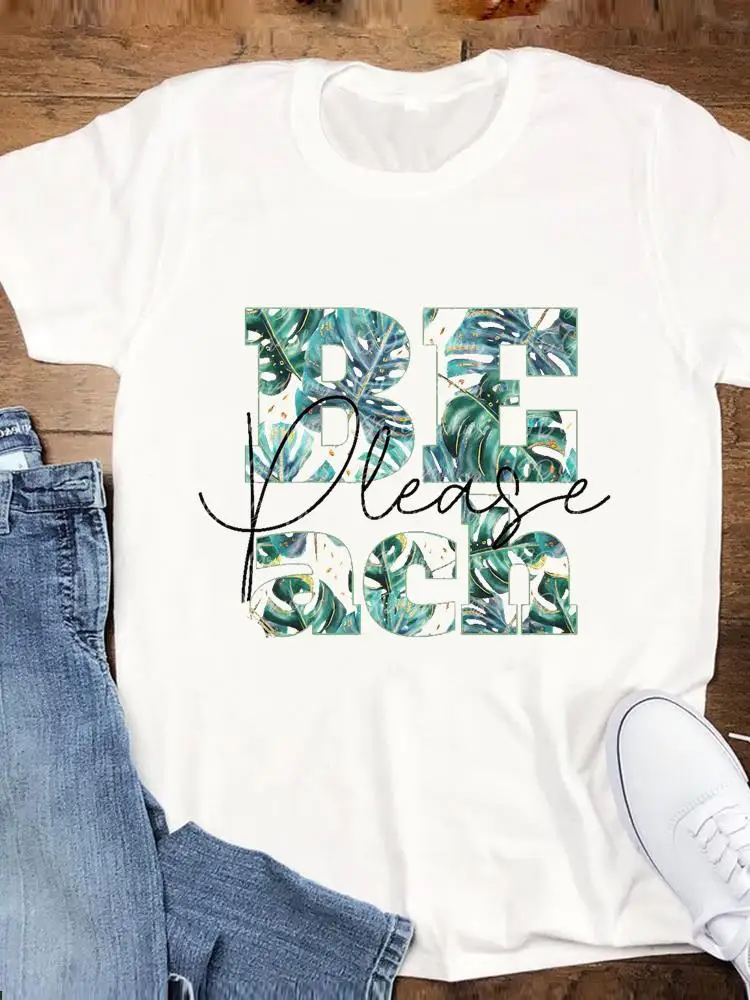 

Letter Beach 90s Trend Summer Graphic T Shirt Short Sleeve Tee Top Women Fashion Casual Clothing Female Print T-shirt