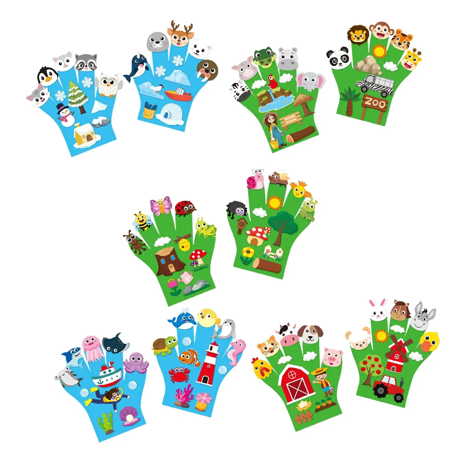 Marionetas de dedo de fieltro de animales, Kit de fabricación artesanal, regalo educativo interactivo para actividades en el aula en el hogar, aprendizaje temprano, 2 uds.