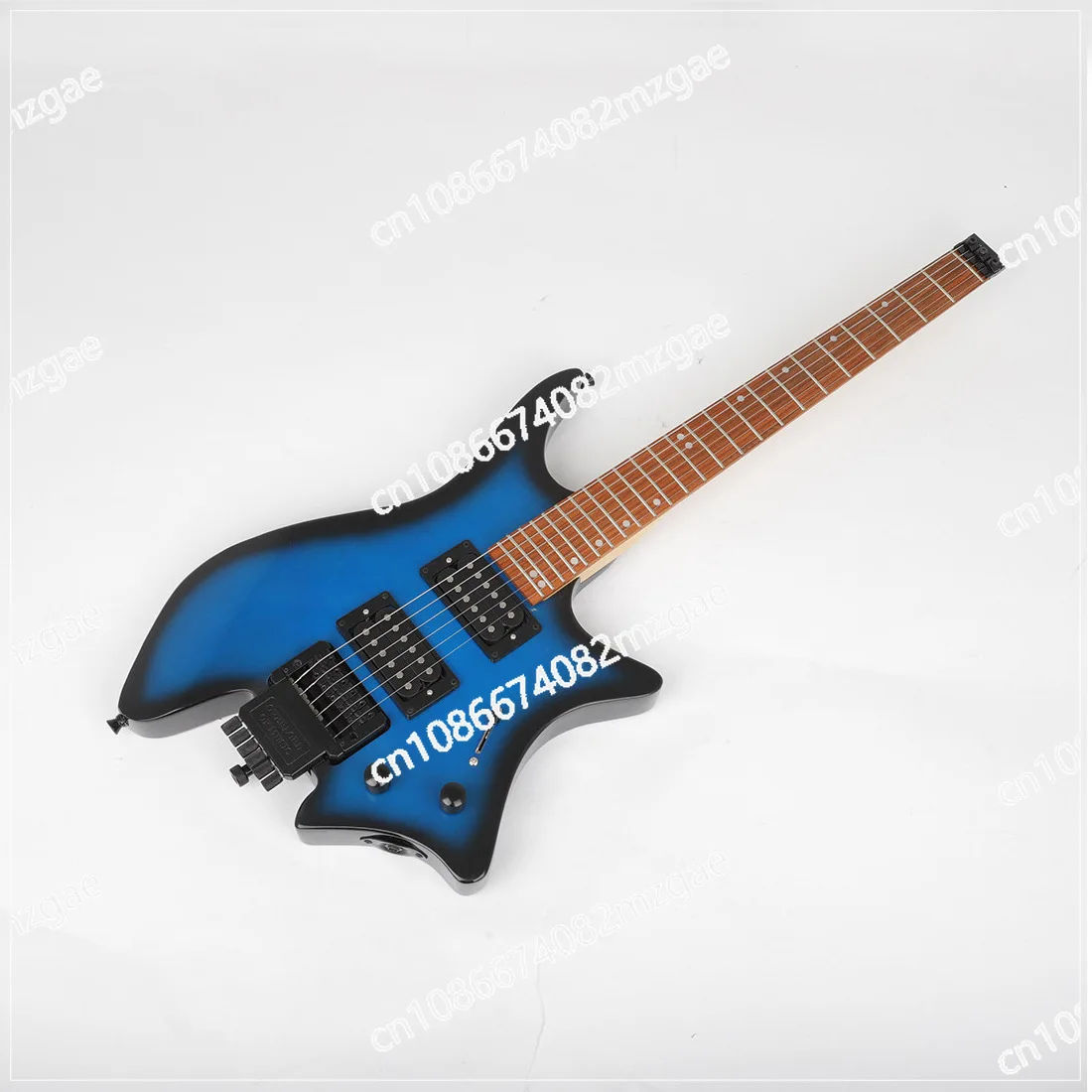 Dual pickup headless electric guitar with multiple music styles built-in string locking mode and sound system for playing guitar