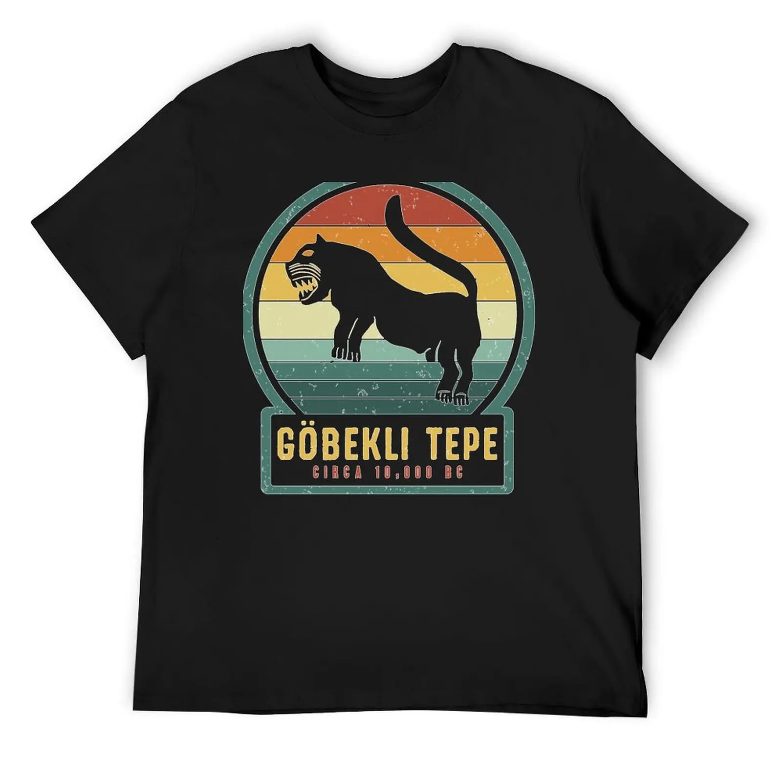 Gobekli Epe Lion Large Cat Ancient Megalithic Structure T-Shirt summer top aesthetic clothes cotton t shirt men