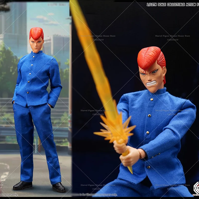 One Shot 1/12 Scale Spirit Sword Youth Airplane Hairstyle Middle School Gangster Kuwabara  6-inch Full Set Action Figure Soldier