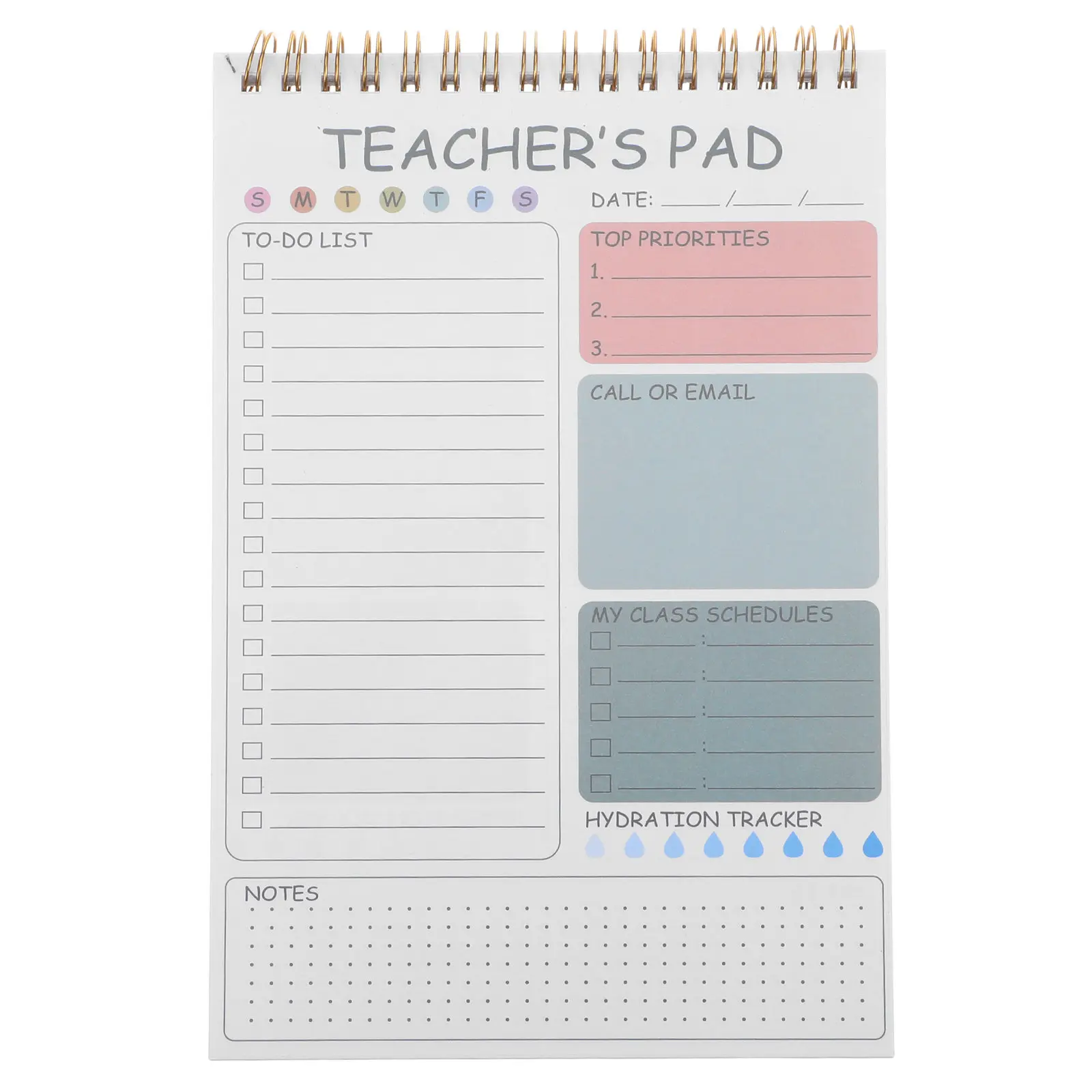 Weekly Undated Teacher Planner 2026 8.6 Inch Daily Task Planner Spiral Notebook for Office School Time Management Visual Clarity