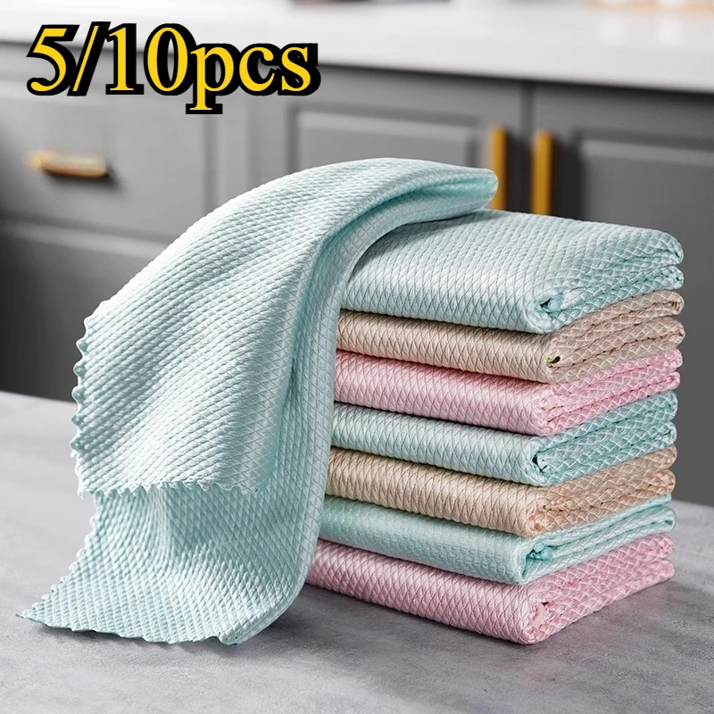 5/10 Stück magische Reinigungstücher – Fischschuppen-Glaswischtuch, Reinigungstuch für Autofenster und Spiegel – nicht abfärbend und wiederverwendbar