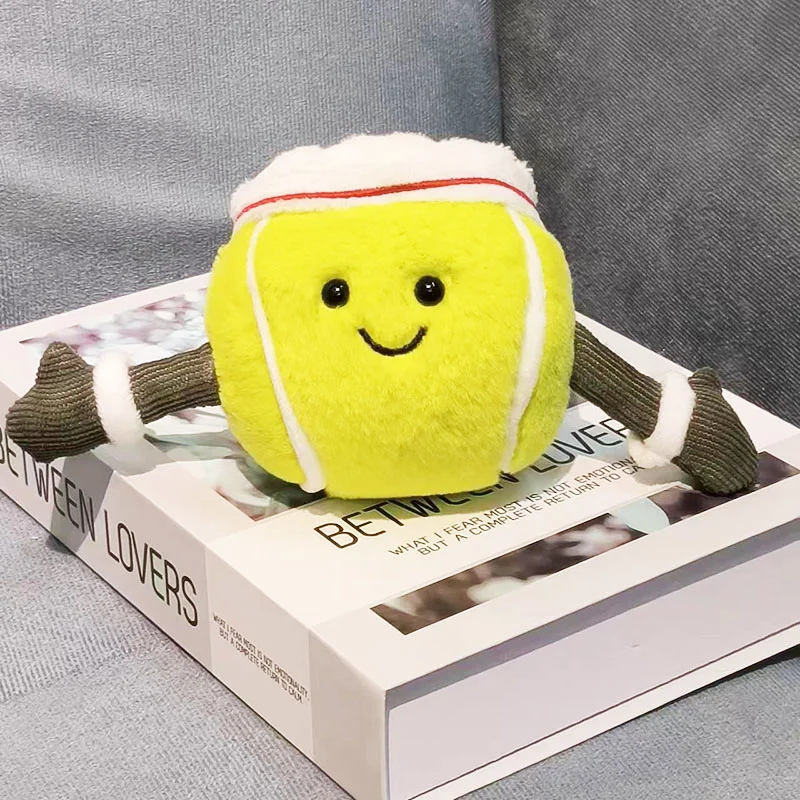 Simulação Tennis Ball Plush Toy para crianças, adereços bonitos, Acompanhar travesseiro, presentes macios para meninas e meninos, decoração do quarto