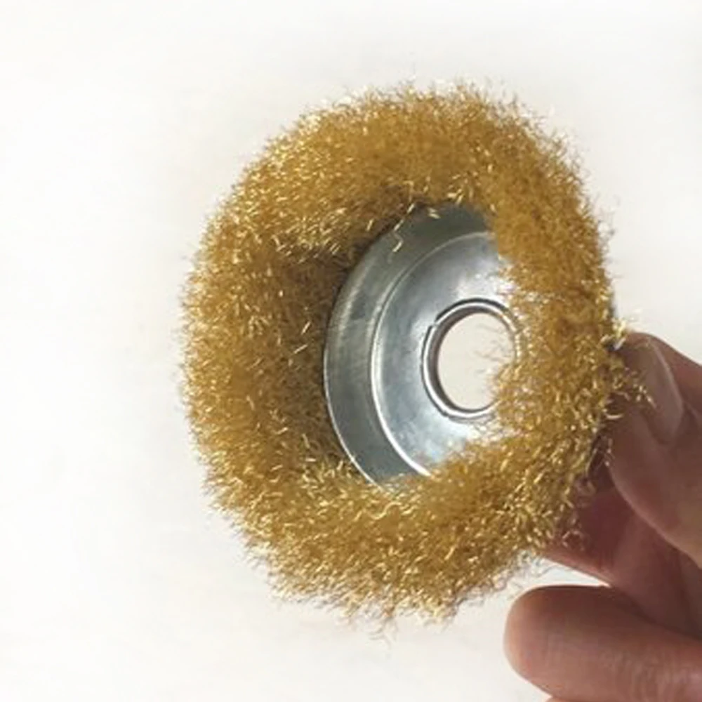 

100mm 125mm Bowl Copper Wire Wheel 16mm Hole Grinding Brush Rust Removal Polishing Deburring Woodworking Electric Angle Grinder