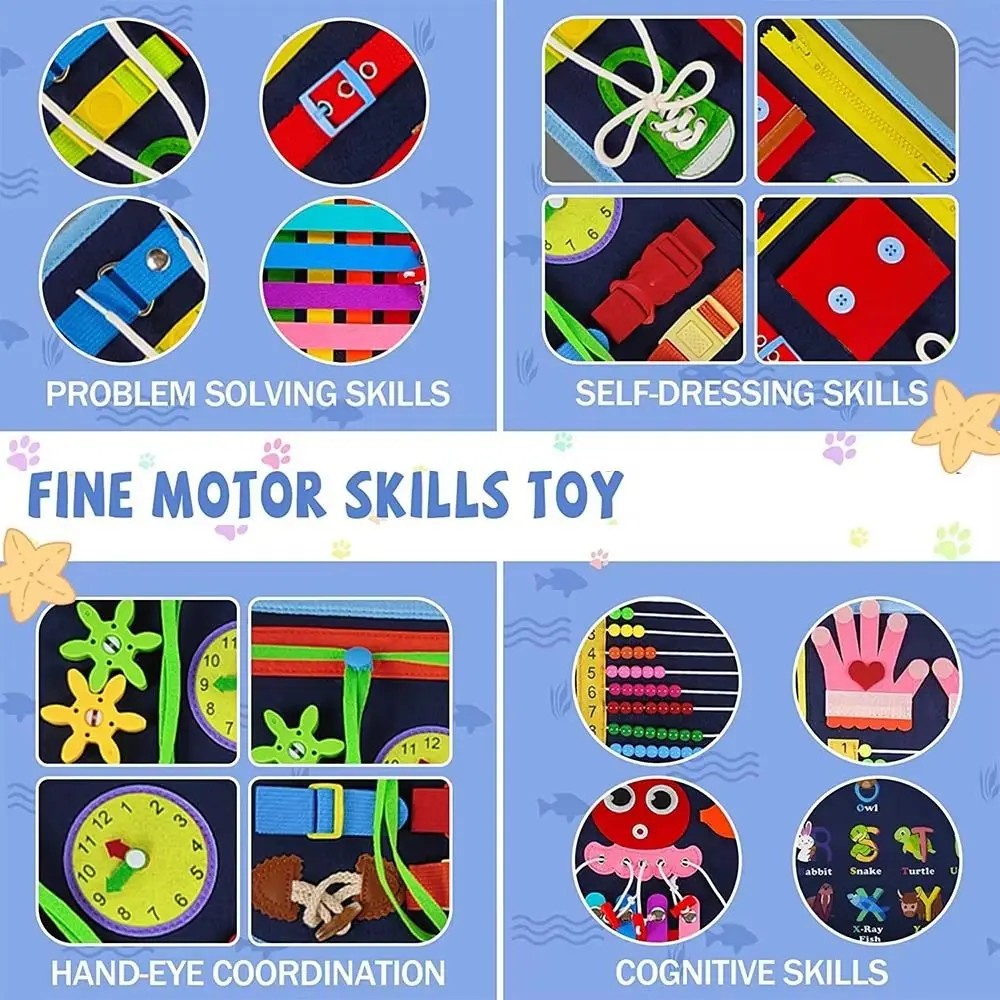 กระดานกิจกรรมสักหลาดสร้างสรรค์น่ารัก การ์ตูนฝึกทักษะชีวิตสำหรับเด็กเล็ก แบบมอนเตสซอรี่  หนังสือกิจกรรมเงียบ 3 มิติ สำหรับการเรียนรู้ในวัยเริ่มต้น