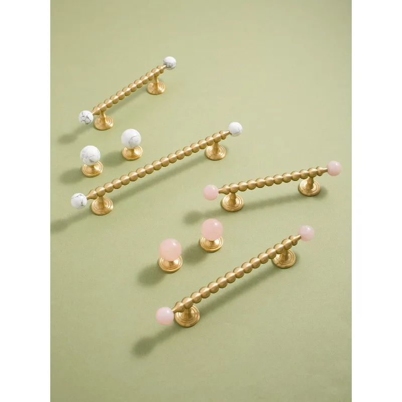 

Nordic Art Natural Crystal Brass Cabinet Handle T-Bar Drawer Knob Bedroom Door Pull for Furniture Hardware