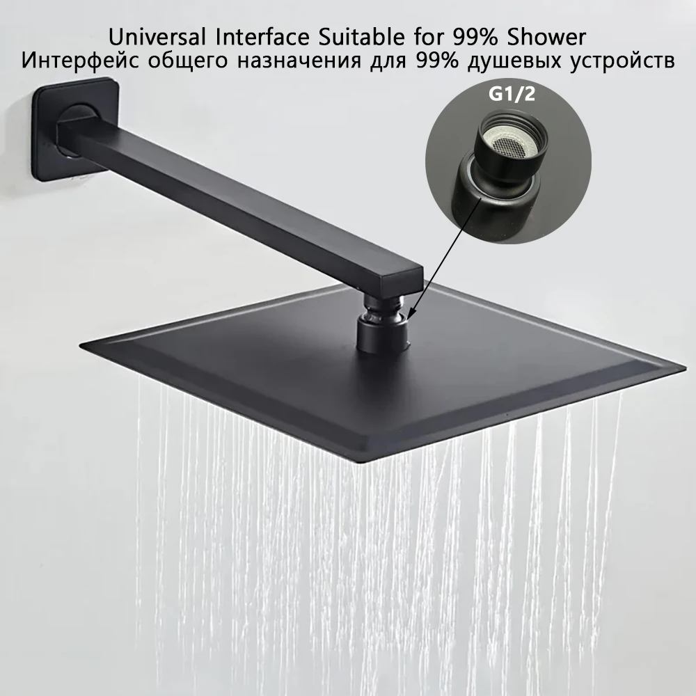 16/20/24 Inch Luxury Rainfall Shower Head Stainless Steel High Pressure Bathroom Large Flow Top Spray Square Round Rain Showers
