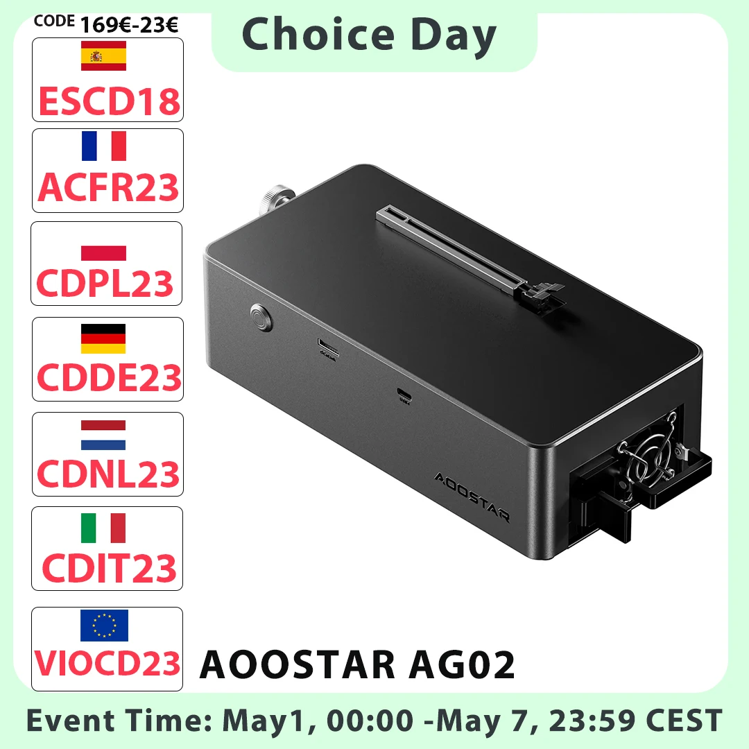Station d'accueil eGPU AOOSTAR AG02 avec ports Oculink et USB4, charge inversée 100W, alimentation intégrée 800W, prend en charge l'interface TGX, échange à chaud