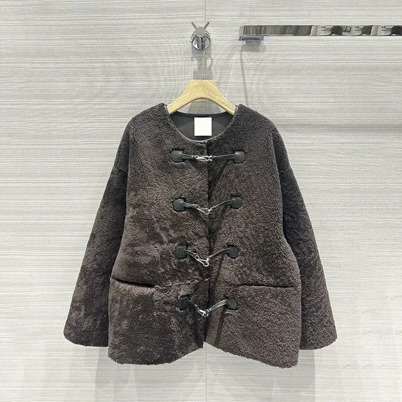 

T0t* 2024AW Top Sheepskin Vintage Nicojacket Women's Jackets Thick Cashmere Coat Luxury Brand Y2k Womens Clothing