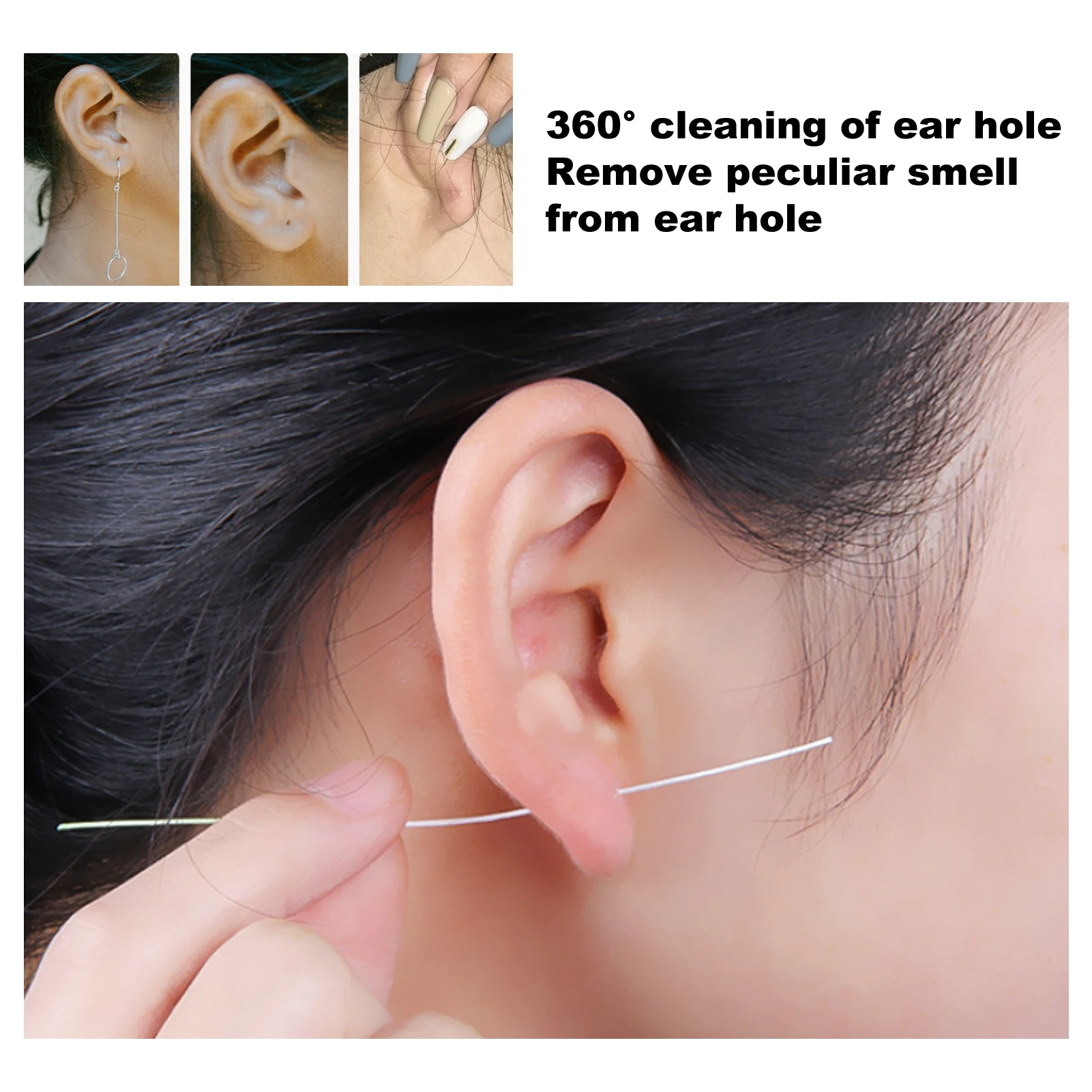 70pcs 15ml Pierced Ear Hole Floss Odor Removal Earrings Hole Cleaning Solution Liquid Ear Care Cleaner Kit