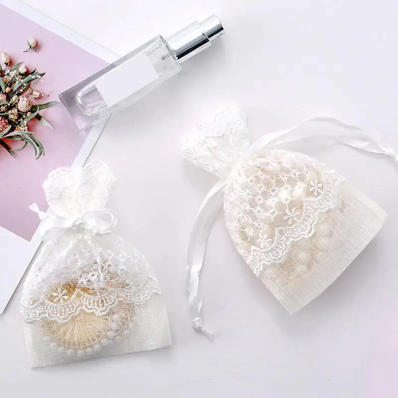 Bolsas de encaje para embalaje de joyería, bolsas de dulces, yute, regalo festivo, bolsa de hilo, anillo, pendientes, pulsera, collar, bolsas de regalo