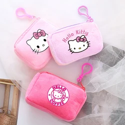 Hello Kitty portamonete in peluche Anime Sanrio Mini Bags Cartoon Square Printed Storage Bag Fashion Kids Handbags New Key Organizer