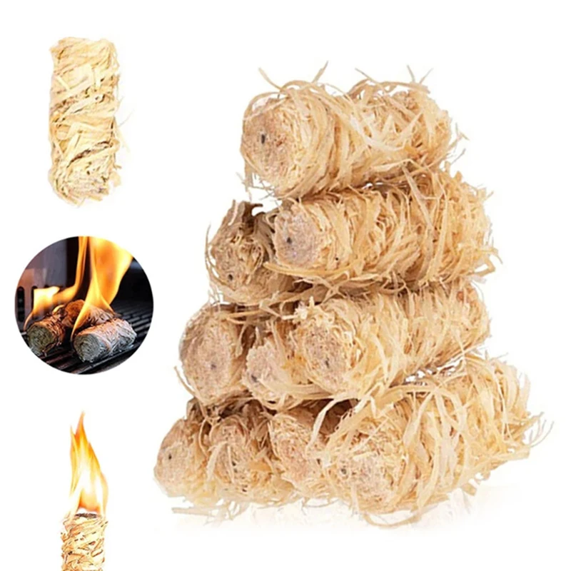 30/60/100/120 Unidades de Encendedores de Cera Naturales para Leña, Aptos para Chimeneas, Barbacoas, Estufas, Hornos y Encendido de Carbón