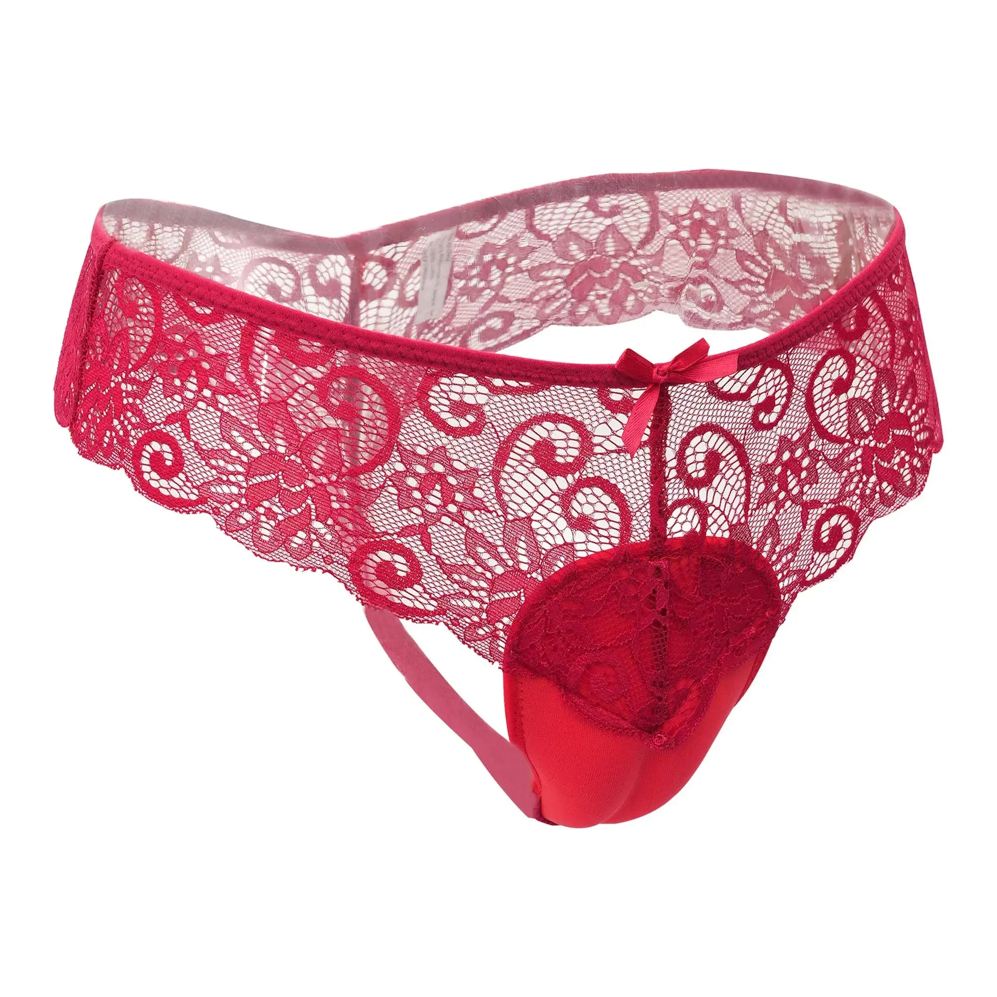 Men Fake Vaginal Padded Thongs Lace Sheer Breathable Briefs Hiding Gaff Shaping Panties Sexy Crossdresser Transgender Underwear