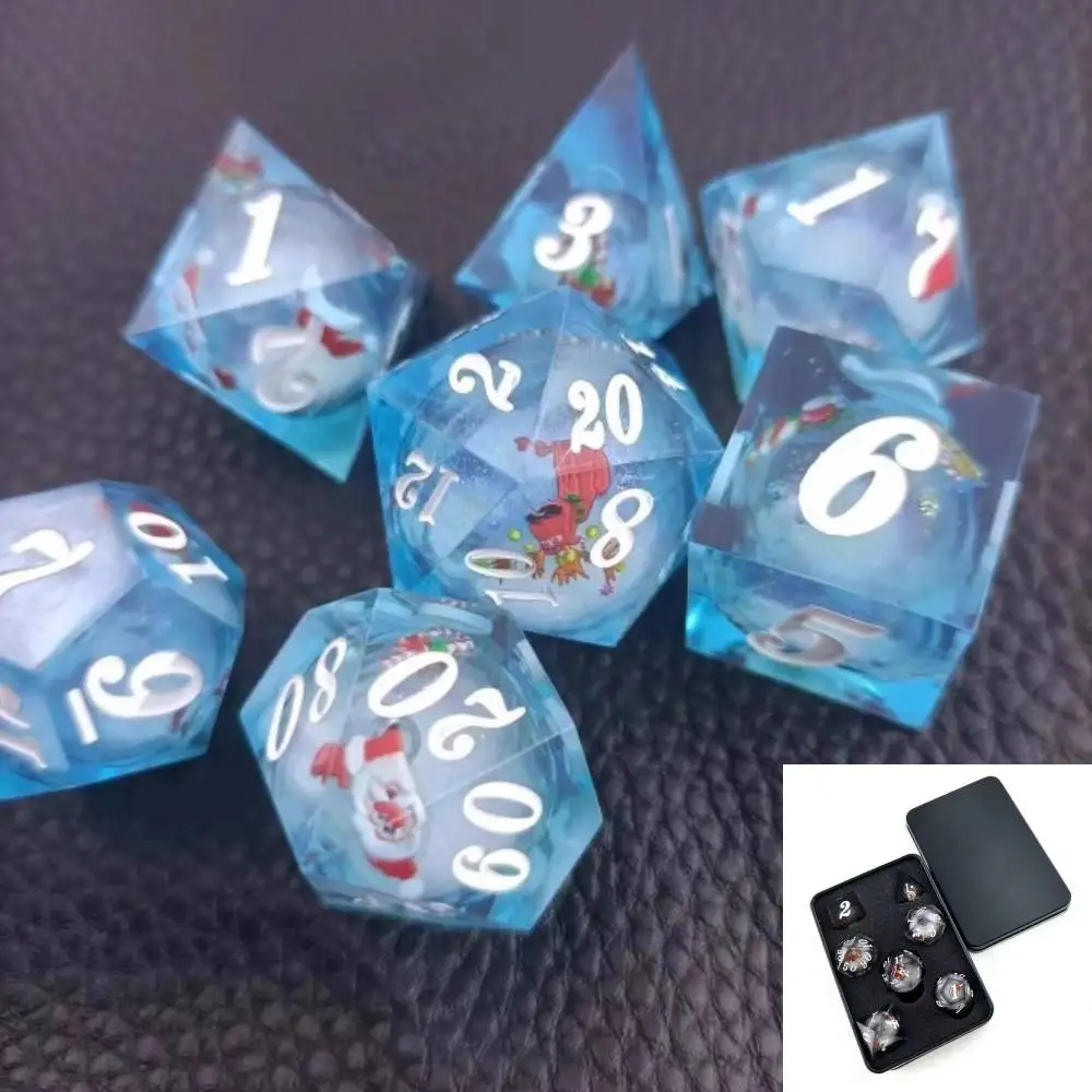 

Christmas Resin Dices DND Dice set Resin Cube Santa Claus Xmas Stockings for DND RPG Games Player Plastic tabletop TRPG gaming