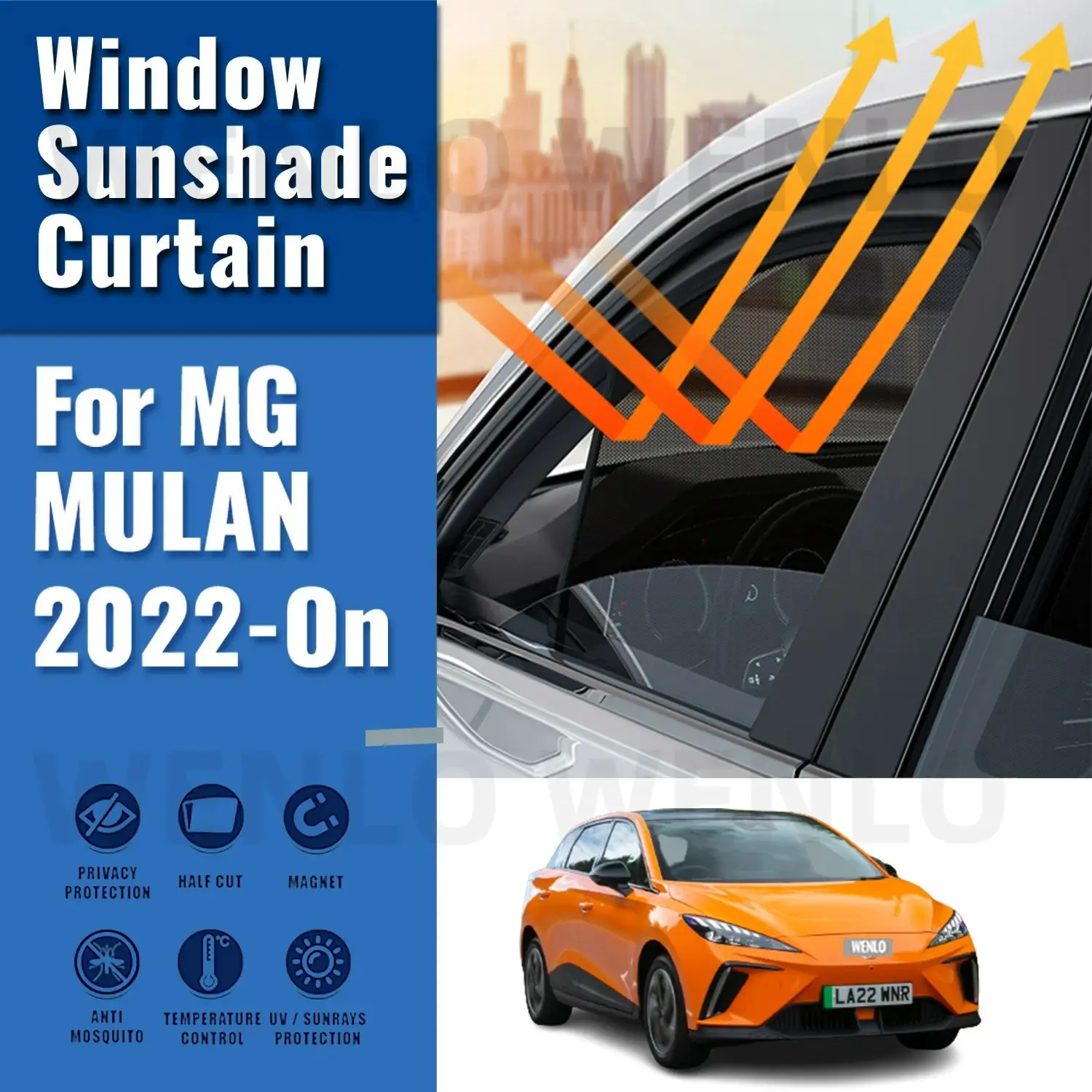 

For MG MG 4 mulan EH32 2024 2023 2022 Magnetic Car Sunshade Shield Front Windshield Curtain Rear Side Baby Window Sun Shade