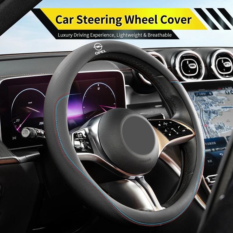 Nappa Leather Car Steering Wheel Cover ,Non-slip, Breathable For Opel Corsa Astra Insignia Vectra Zafira Meriva Mokka Grandland